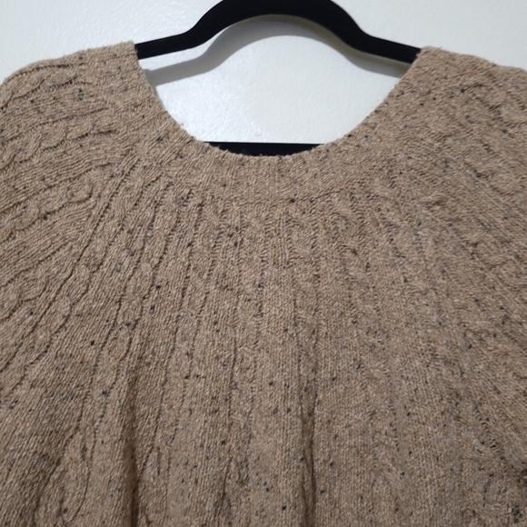 J.Jill Cable Knit Sweater Long Slouchy Wool Blend Brown Oatmeal Color Sz Medium - Picture 7 of 13
